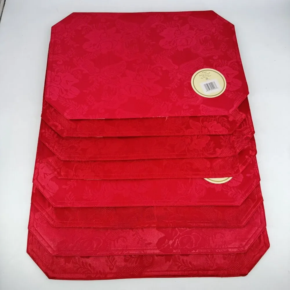 Better Home Red Damask Placemats Set of 8 18x12 Christmas Holiday Table Decor